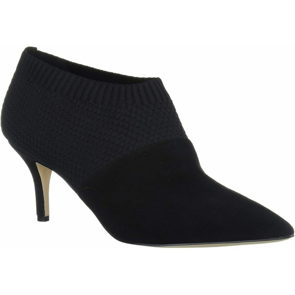 Cole Haan Vanna Shootie Suede Heel Booties Black Fashion Ankle Boots Pointed Toe - Picture 2 of 10